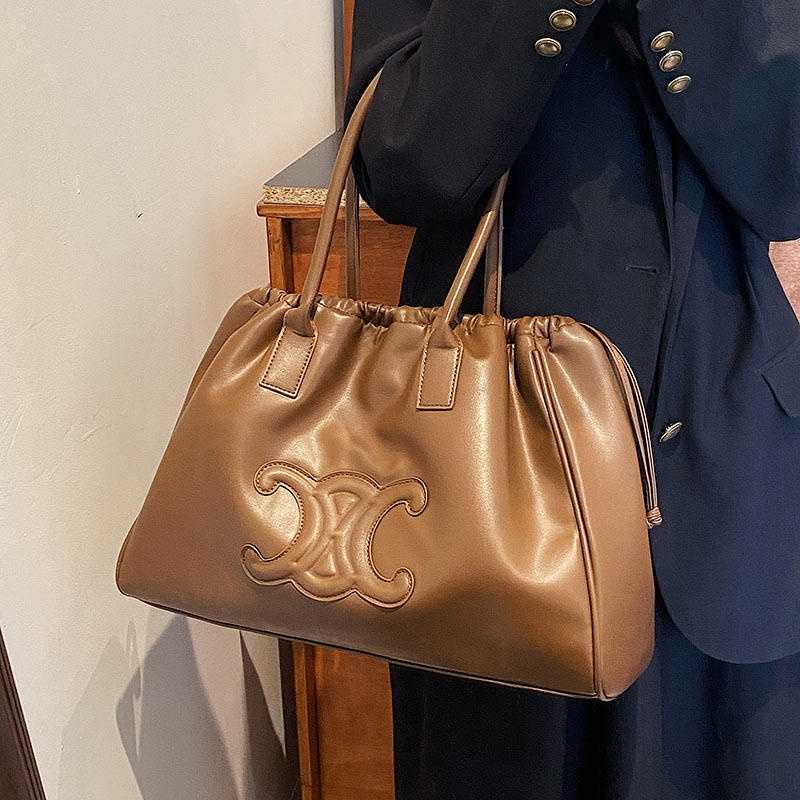 

Famous Brand Bag Celinns Designer Handbag Tote Drawstring Large Hand-held Underarm Women's Shopping High Quality Underarm Crossbody, Black