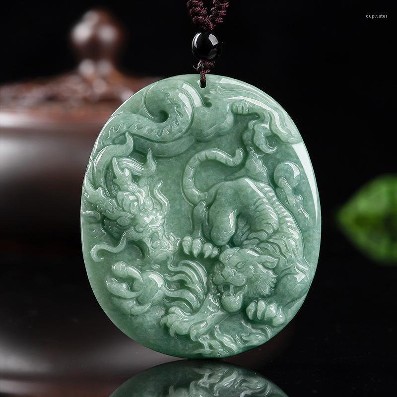 

Pendant Necklaces Natural Handmade Handcarve Jade Crouching Tiger Hidden Dragon NecklacePendant Fashion Jewelry Accessories MenWomen LuckGif