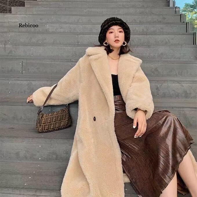 

Women' Fur Winter Women Long Faux Coat Warm Oversize Sleeve Female Thick Teddy Bear Casual Loose Outwears, Beige