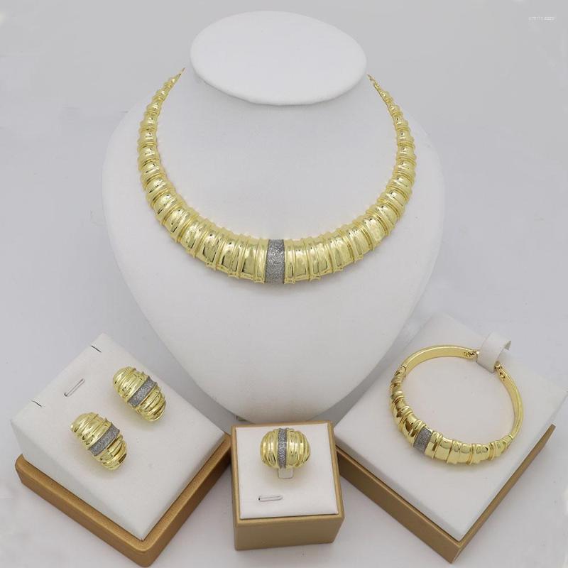 

Necklace Earrings Set TSROUND Dubai Gold For Women Big African Beads Jewelry Nigerian Bridal Wedding Costume, Picture shown