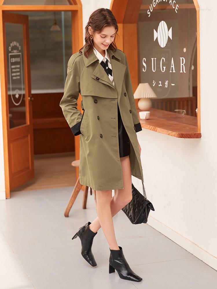 

Women' Trench Coats Windbreaker Women' Medium Length 2022 Korean Loose British Double Breasted Khaki Coat Spring Autumn