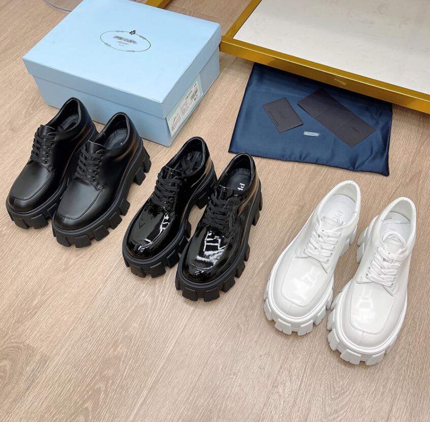 

Designer Women Loafer Casual Shoes Leather Shoe Platform Lace Up Sneakers Women's Monolith Black Cloudbust Outdoor Classic Triangle P Loafers Patent Matte