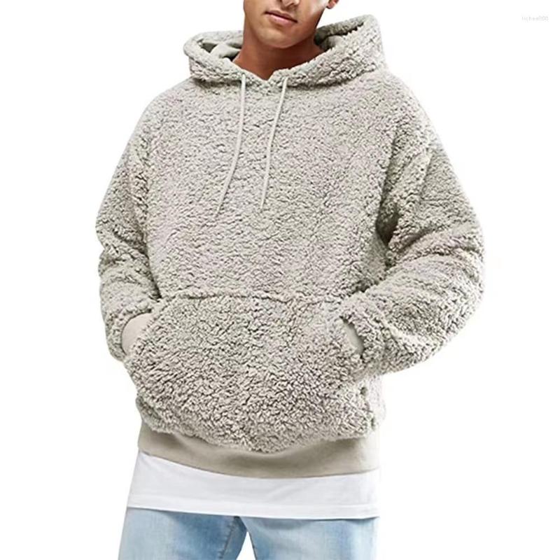 

Men' Hoodies Men Fashion Warm Fluffy Hoodie Pullover Fleece Sweatshirt Casual Hooded Solid Coat Jumper Autumn Winter, Picture shown