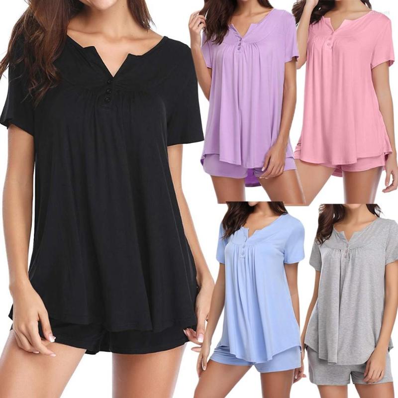 

Women's Sleepwear Women's Pajamas Flannel Sets And Tank Pajama Shorts Womens Button Set Sleeve Short Long For Women, Black