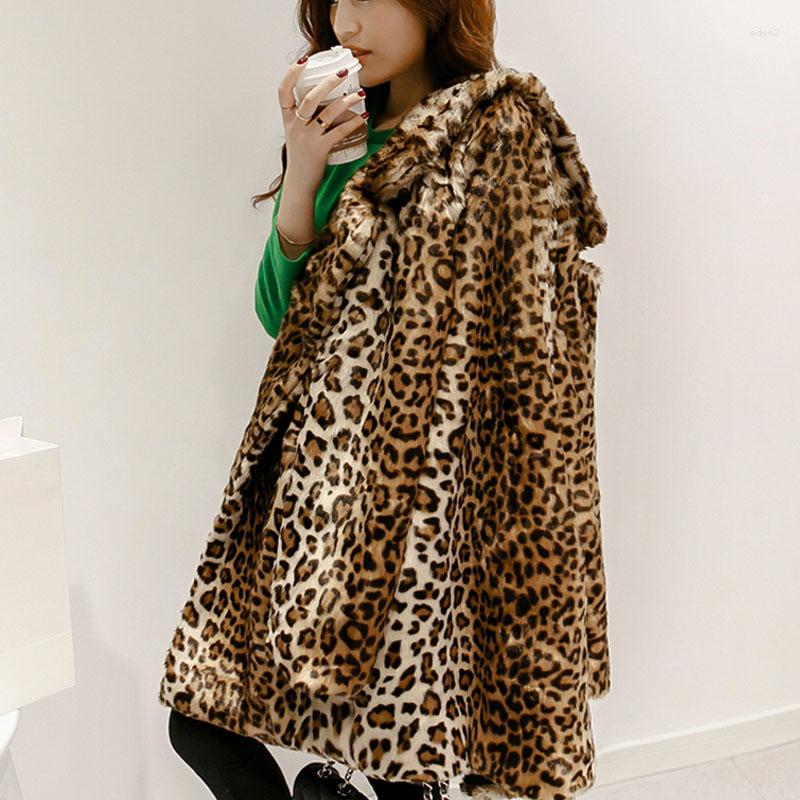 

Women's Fur Women Leopard Faux Wild 2023 Winter Plus Size XXL Manteau Fourrure Sexy Coat Jacket Long Sleeve XC047