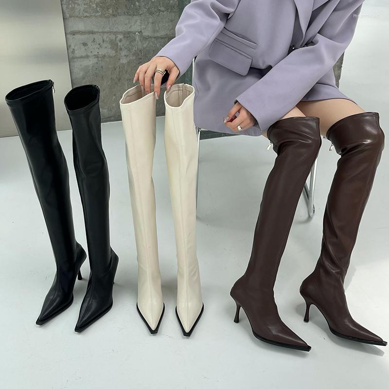 

Boots Ladies Shoes Western For Women 2022 Autumn Female Pumps Shoe Fashion Over-the-Knee Modern Stretch High Heels, Black