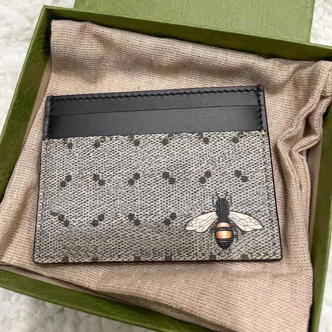 

little bee Wallet Card Holder luxury Genuine Leather purse fashion Womens Purses men Printed pattern Key Ring Shor Square luxurys Designer Credit Coin Mini Canvas, Carton