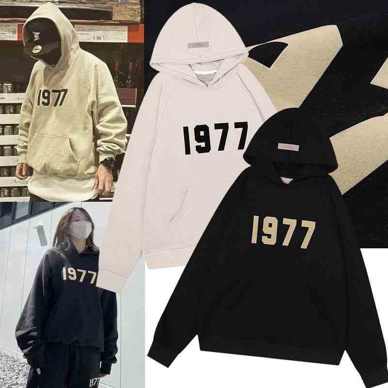 

Luxury Men's Hoodies Cotton Comfortable Sweatshirt Cotton Flocking Hoodie Men's Fashion Designer Brand American High 4NT1, Black 1977 hooded high edition thickened