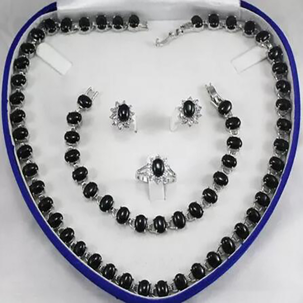 

Noble designed black agate necklace earings bracelet ring jewelry sets 6-9#