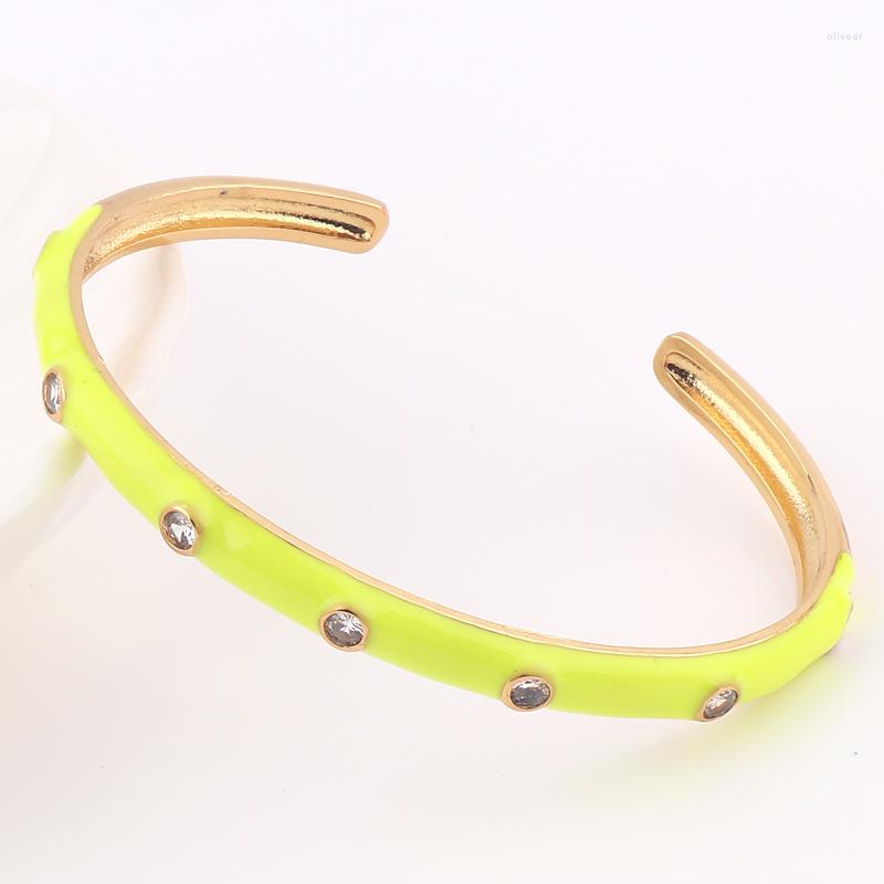 

Bangle Beautyful 18K Gold Plated Enamel Open Bangles Bracelets For Women Party Jewelry Colorful Birthday Gifts
