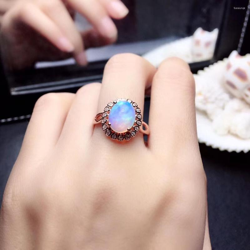 

Cluster Rings Real And Natural Opal Ring Wedding Engagement For Women 925 Sterling Silver