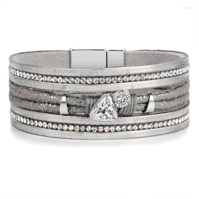 

Charm Bracelets ZOSHI Leather For Women 2022 Fashion & Bangles Elegant Multilayer Wrap Wide Crystal Bead Bracelet Jewelry