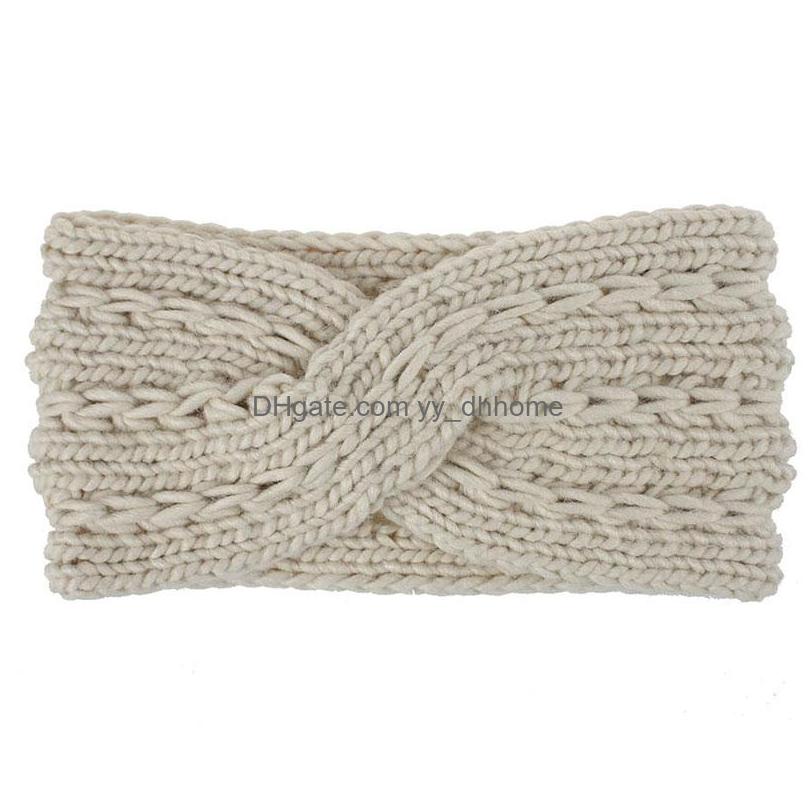

Headbands Winter Ear Warmer Headband Women Fashion Knitted Wool Head Wrap Twist Knotted Hairband Girls Hair Accessories Drop Deliver Dh2Pq
