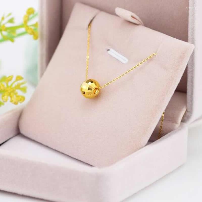 

Pendant Necklaces Real 24K Yellow Gold 999 3D 6mm Beads Necklace