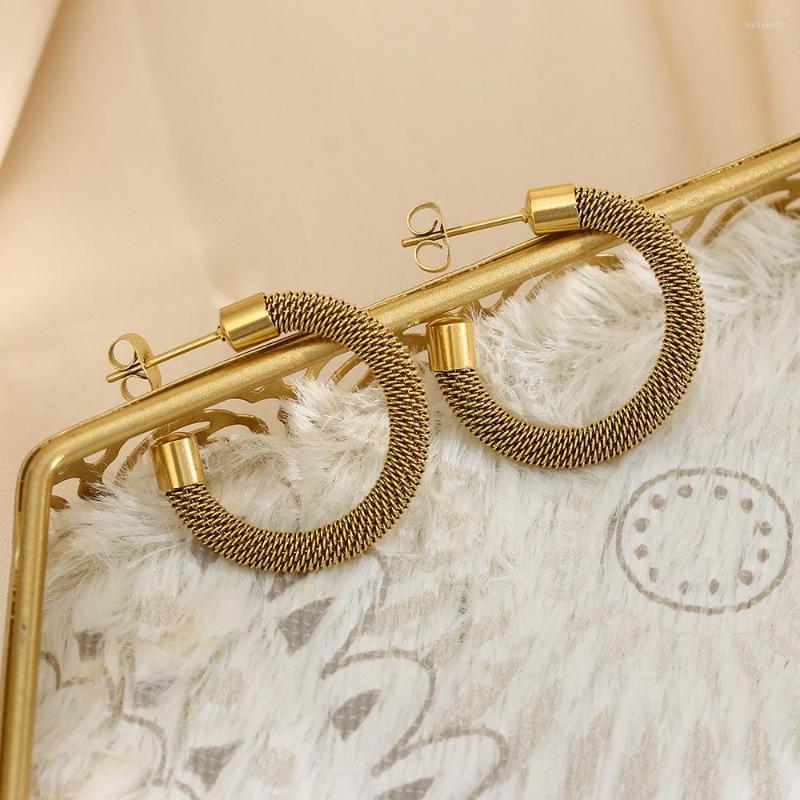 

Hoop Earrings 2022 Vintage Style Woven Statement Stainless Steel Waterproof For Women Tarnish Free Jewelry