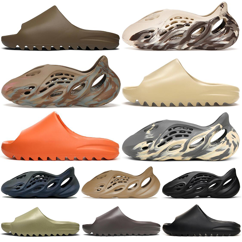 

Men women Foam Slippers slides Onyx Bone Desert Sand Soot Designer Sandals MX Sand Grey Triple Black Mineral Blue Sandal Runner shoe, #3 earth brown