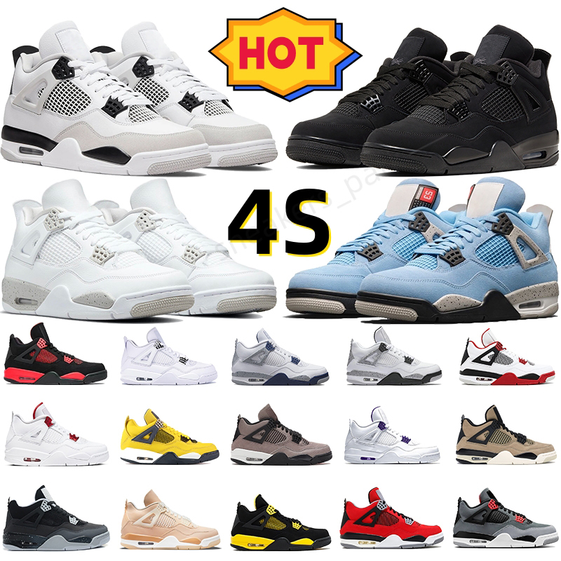 

Mens Womens Jumpman 4s Basketball Shoes Designer Fashion Retro Military Black Black Cat White Oreo University Blue Sport Shoe Luxury Jump Trainer EUR36-47, 18 toro bravo