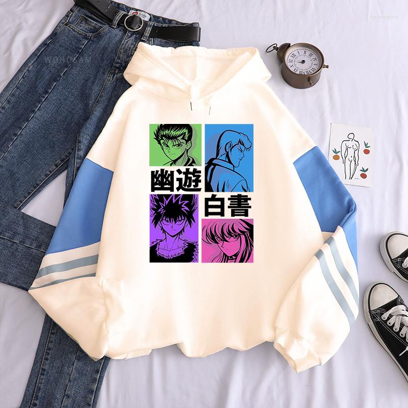 

Men's Hoodies Anime Yu Hakusho Harajuku Cool Kazuma Kuwabara Kurama Hiei Yuusuke Urameshi Manga Unisex Patchwork Winter Sweatshirts, Yellow