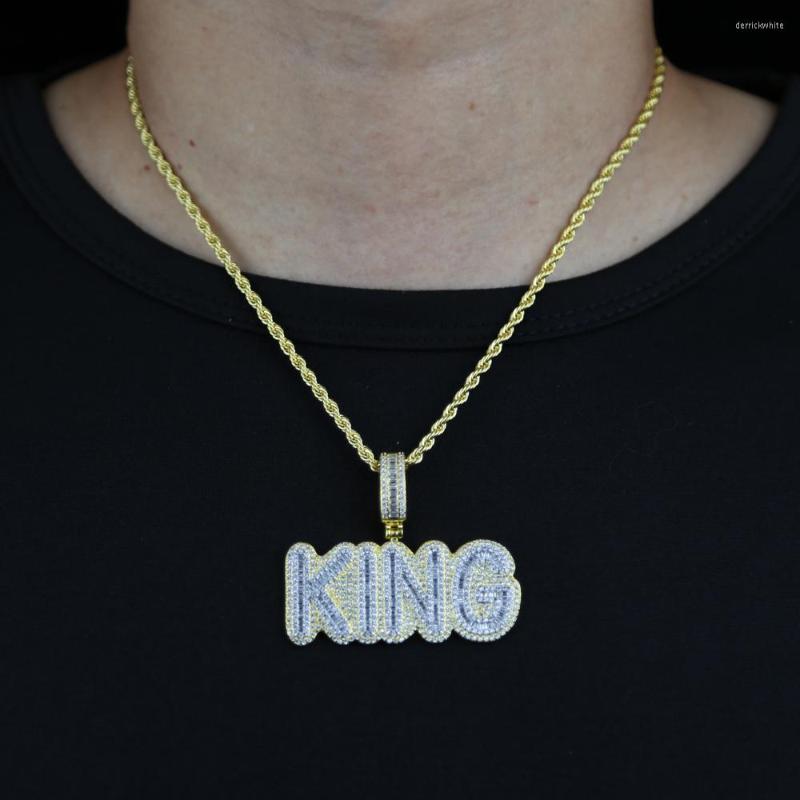 

Chains 2022 Men'S Hip Hop Letter Jewelry Fashion Cubic Zircon King Pendants Necklaces With Iced Out Full Rhinestone Cz Rope Chain