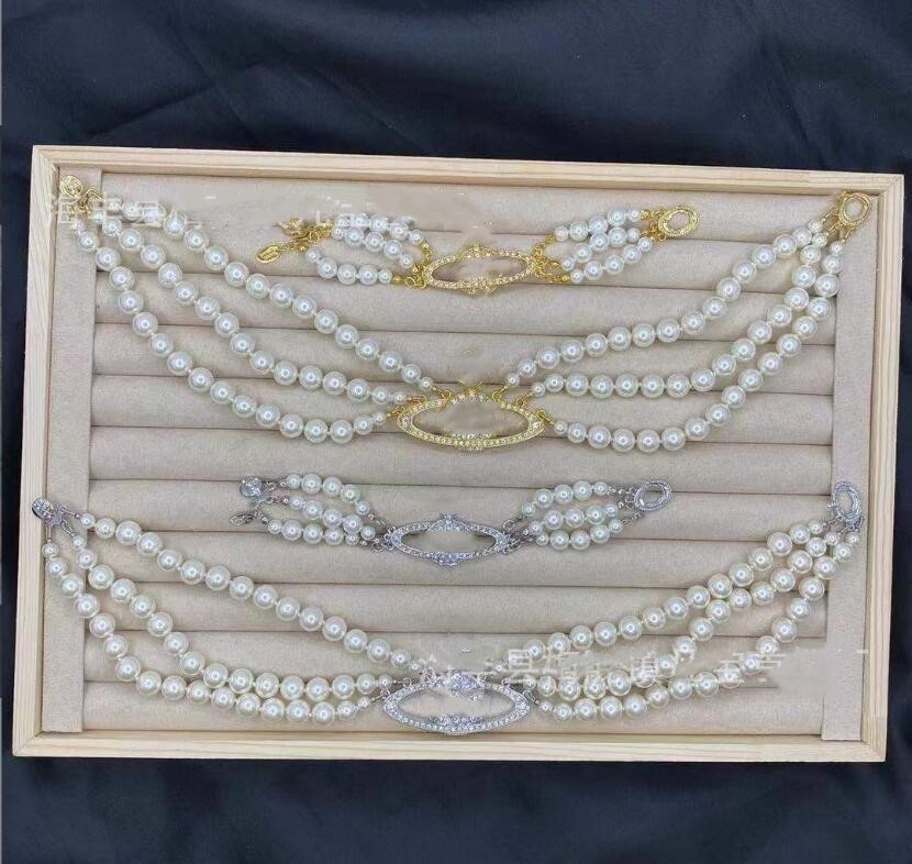 

European and American multi-layer Pendant Necklaces pearl diamond clavicle necklace LACES women