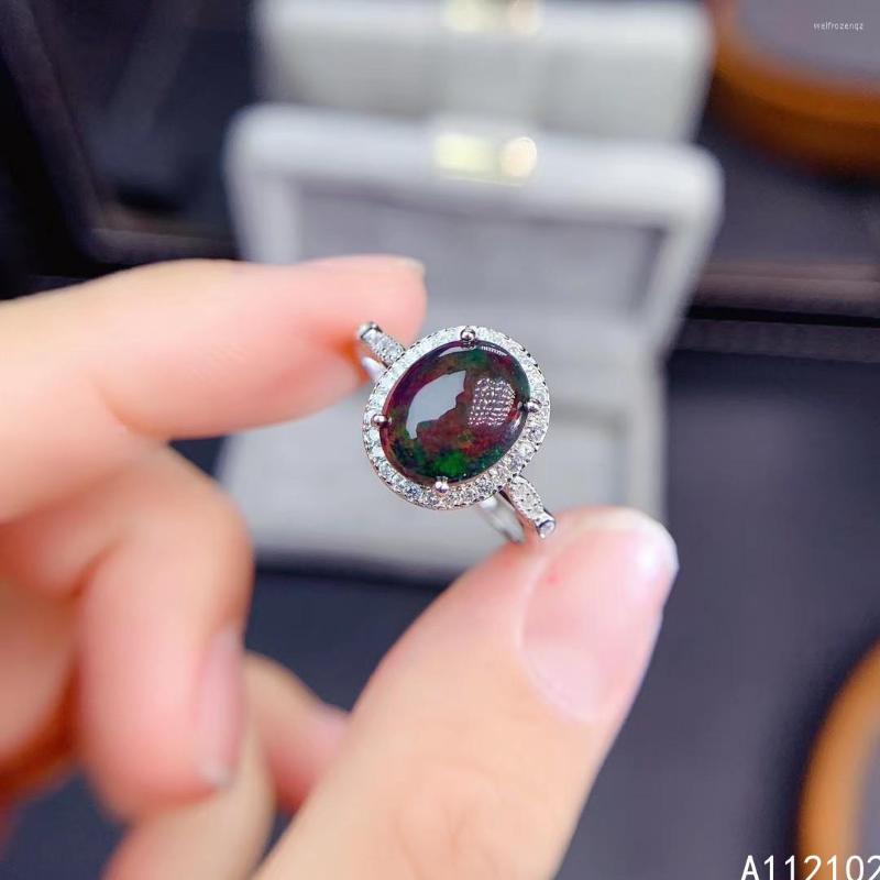 

Cluster Rings KJJEAXCMY Fine Jewelry S925 Sterling Silver Inlaid Natural Black Opal Girl Trendy Ring Support Test Chinese Style