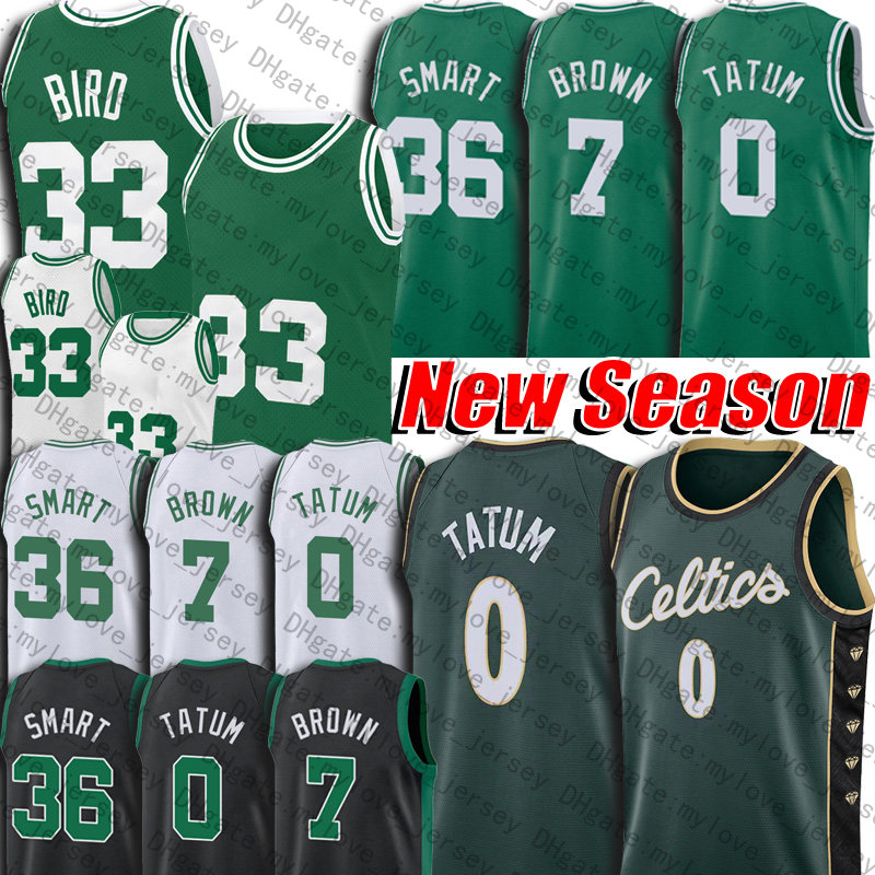 Jayson Tatum Basketball Jersey 0 7 36 Jaylen Brown Marcus Smart Larry Bird Jerseys 2023 City 