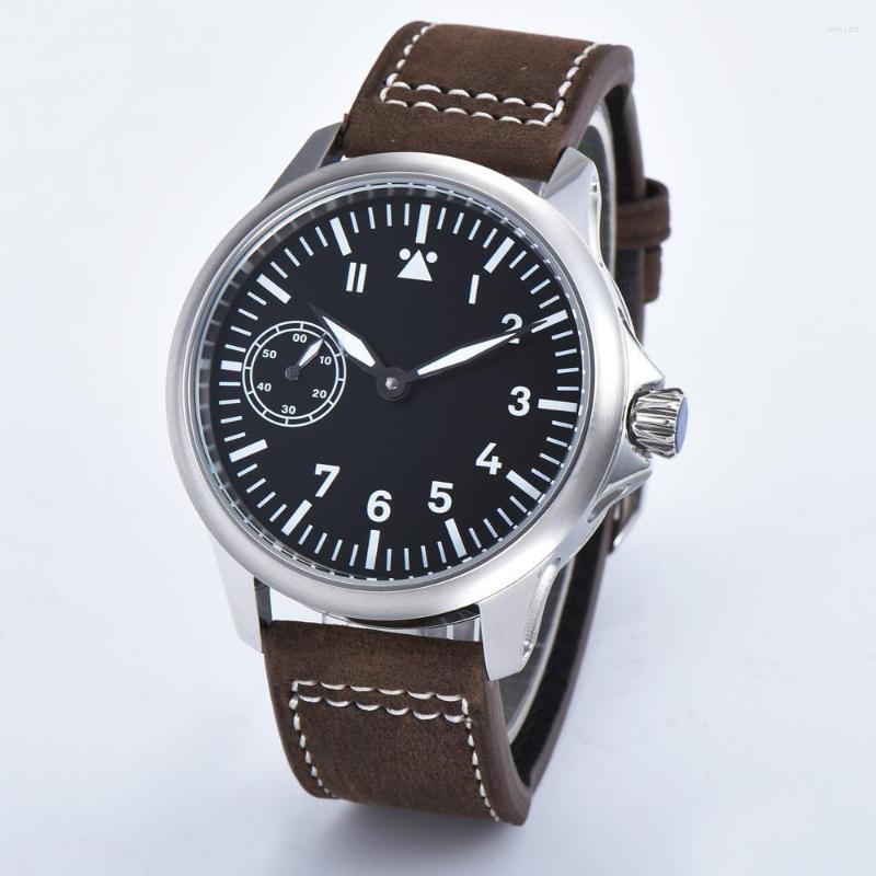 

Wristwatches Watch Men's Luxury Mechanical Style Automatic Winding 316L Leather Clock Sapphire Luminous Fashion, Leather silver