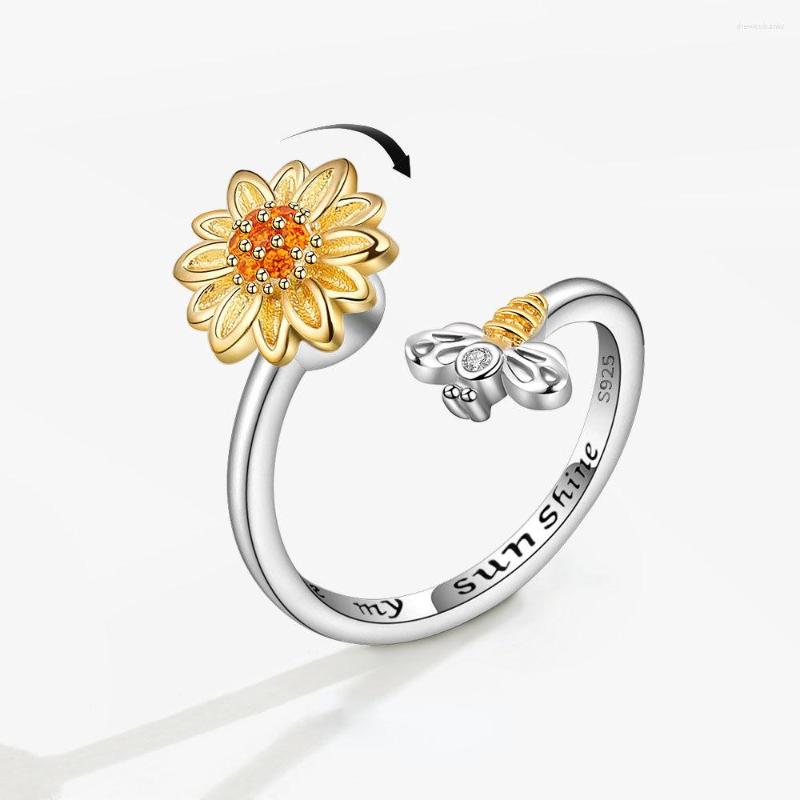 

Wedding Rings Delicate Sunflower Fidget For Women You Are My Sunshine Anxiety Ring Spinner Finger Accessories Anti Stress Jewelry