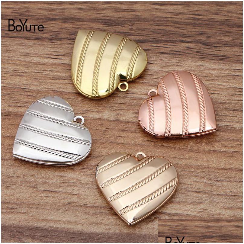 

Lockets 10 Pieces/Lot 29X7Mm Metal Brass Heart Shaped Po Locket Pendant Vintage Jewelry Wholesale Drop Delivery Necklaces Pendants Dh68T