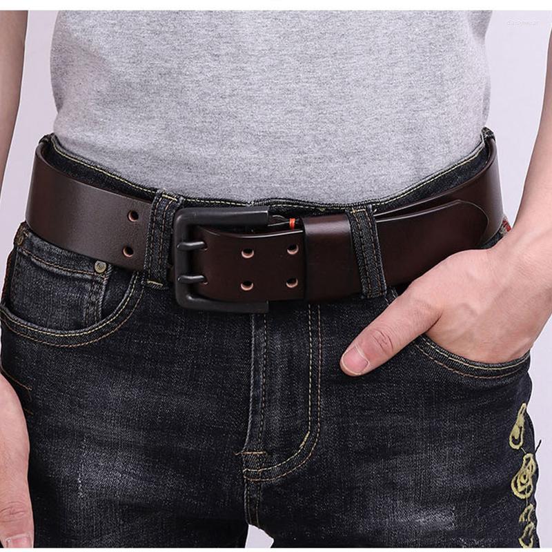 

Belts High -quality 4.3 Cm Wide 4mm True Leather Thickness Old Denim Pants With Double -needle Bowl Designer Belt, Black