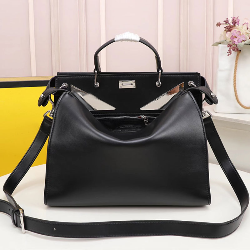 

Women Tote Bag Large Capacity Handbag Men Briefcase Black Cowhide Genuine Leather Eye Decoration Removable Shoulder Strap Metal Accessories Crossbody Clutch, Beige