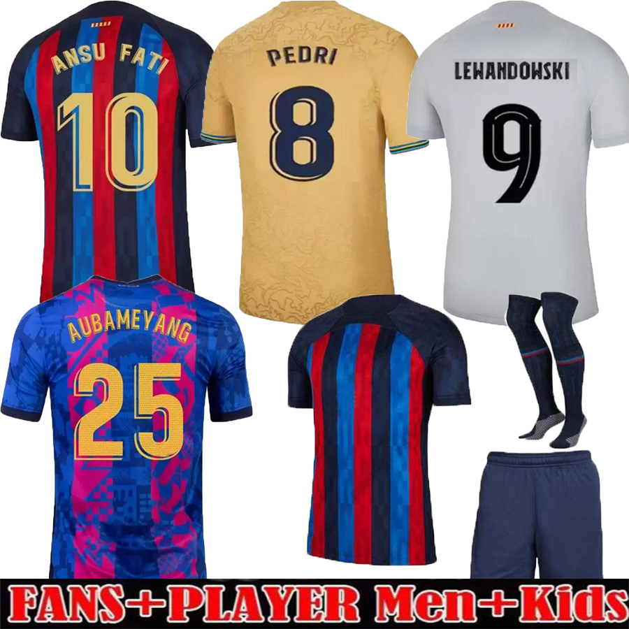 

Camisetas de football MEMPHIS PEDRI ADAMA AUBA soccer jersey FERRAN 21 22 23 ANSU FATI 2021 2022 2023 GAVI F. DE JONG DEST kit shirt men kids sets socks BARCELONA BARCA, 22 23 3rd+patch