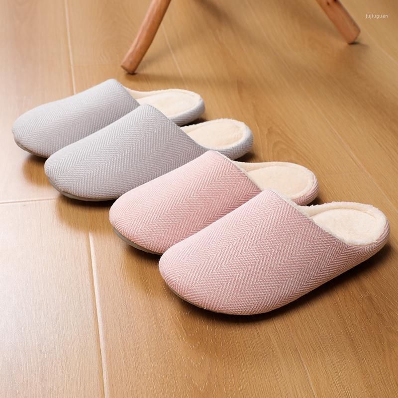 

Slippers JaneTroides Winter Mute Women Home Cotton Linen Indoor Flat Sole Shoes Wooden Floor Men Slides Silent Autumn Spring, Blue