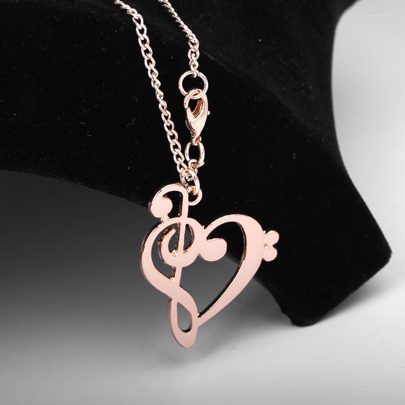 

Pendant Necklaces Europe And The United States Titanium Steel Notes Hollow-Out Necklace Love Music Symbol
