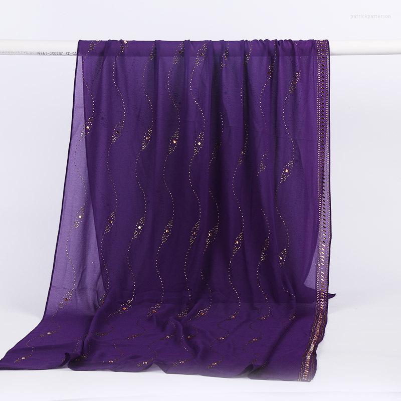

Scarves H1173 Latest Big Size Chiffon Muslim Long Scarf With Rhinestones On Whole Fashion Women's Headwrap Fast Delivery