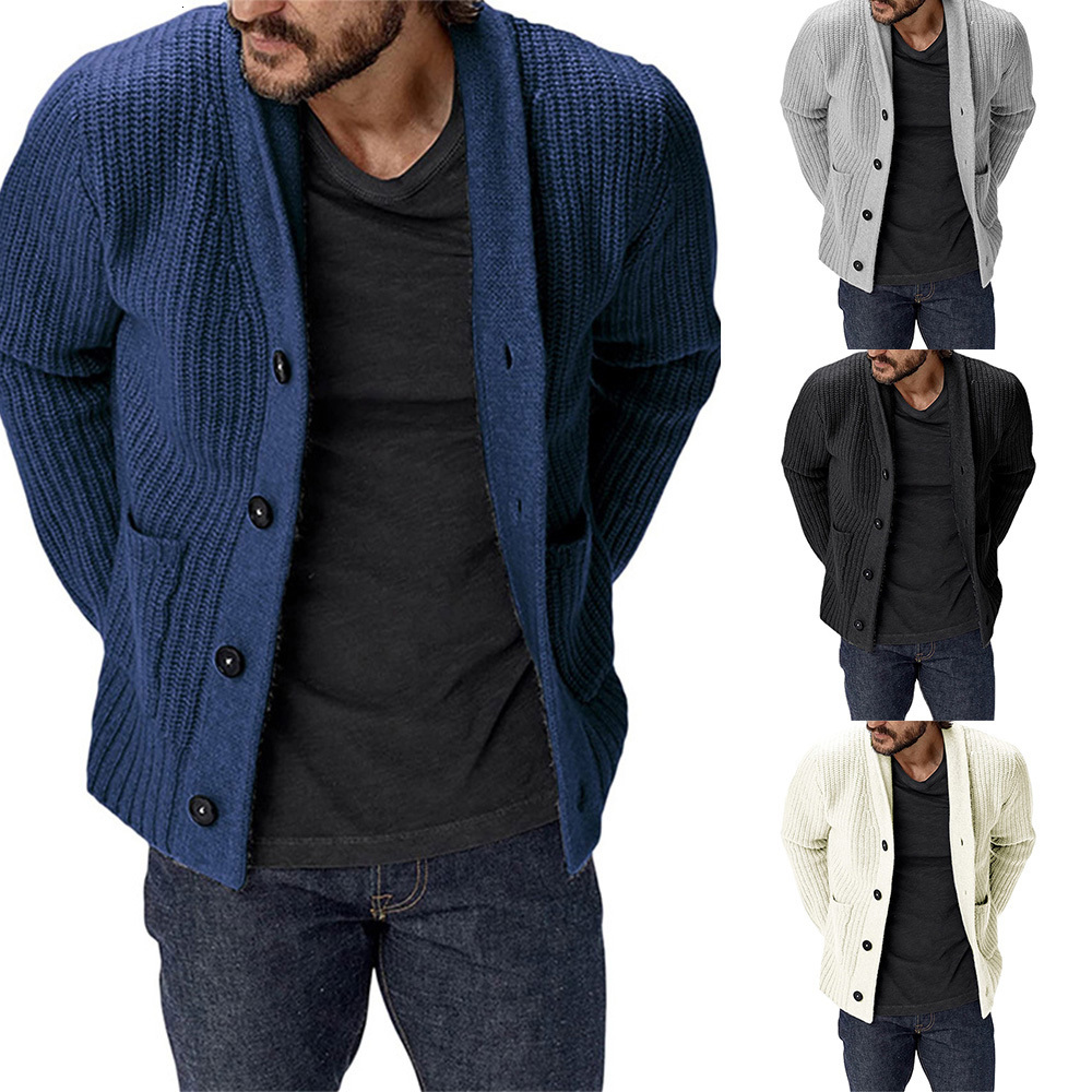 

Men's Sweaters Mens Coats Shawl Collar Cardigan Sweater Cable Knit Button Sweater Pockets Warm Braided Jacket Thermal Warm Winter Jumper Coat 221128, Xl