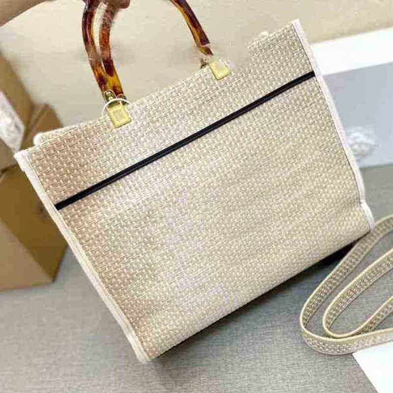 

New Shoulder Bags Straw Letter Decoration Tote Wallet Suitable for Summer Seaside Vacation High Capacity with Diagonal Strap Brand Designer