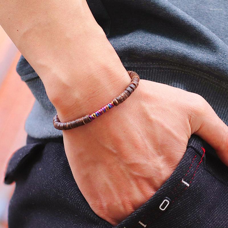 

Strand Simple 4mm Small Seed Beaded Bracelet Colorful Hematite Charm Handmade Braslet Natural Wooden Matte Stone Braclet Jewelry Unisex