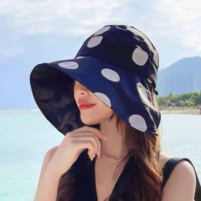 

Berets Women's Hat Korean-Style Summer Internet Celebrity Outdoor Big Brim Bucket Sun Protection Shade Vinyl Empty, Black