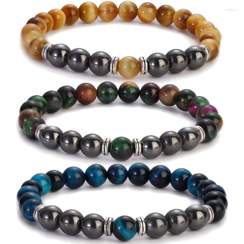 

Strand Classic Tiger Eye Stone Men Bracelet Homme Magnetic Health Protection Obsidian Women