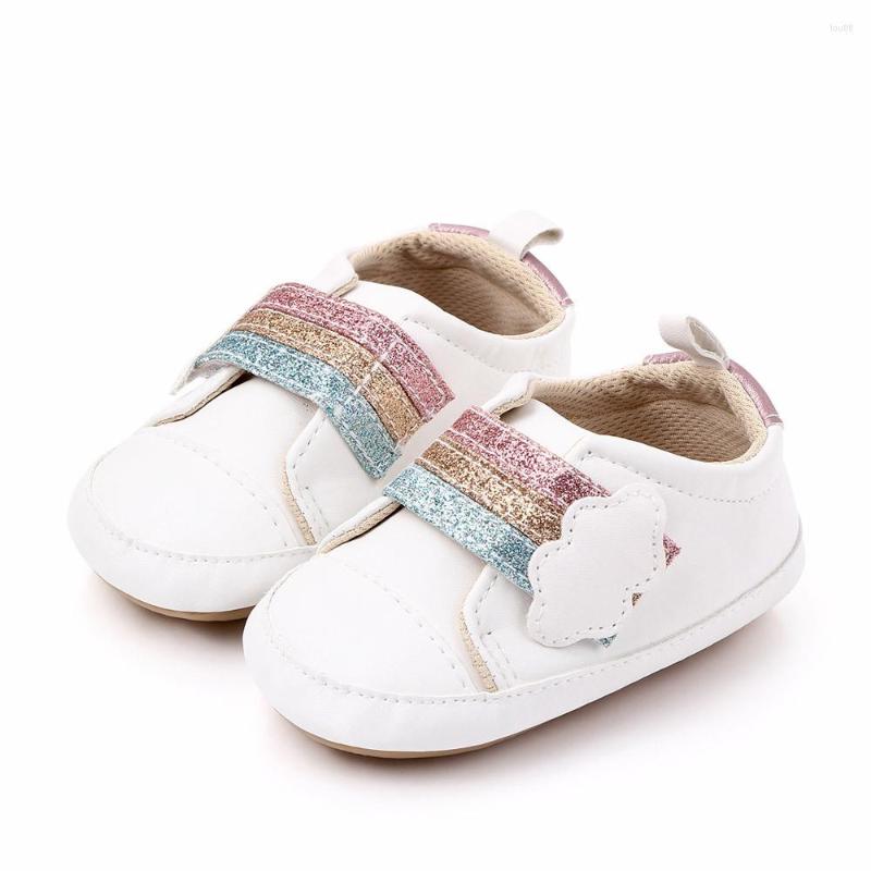 

First Walkers Baby Shoes Classical PU Toddler Rubber Soft-Sole Flat Anti-slip Sneakers Infant Girls Casual Sports, White