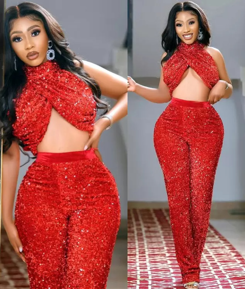 

2022 Plus Size Arabic Aso Ebi Red Sequined Jumpsuits Prom Dresses High Neck Backless Evening Formal Party Second Reception Bridesmaid Gowns Dress wly935, Same as picture