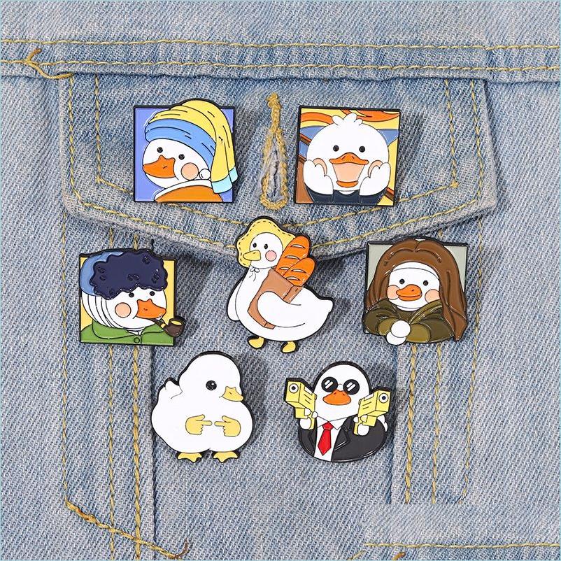 

Pins Brooches Enamel Alloy Brooches Pins Cute Duck Oil Painting Unique Design Clothes Badges Cartoon Brooch Pin Fashion Jewelry Who Dhahu