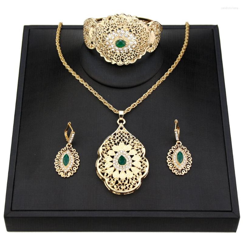 

Necklace Earrings Set Sunspicems Gold Color Arabic Women Wedding Muslim Earring Bracelet Morocco Bride Caftan Accessories, Picture shown