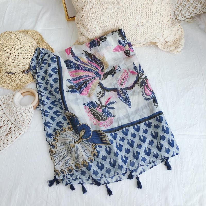 

Scarves 2022 Soft Flower Print Tassel Shawls Long Beach Floral Scarf Wrap Hijab