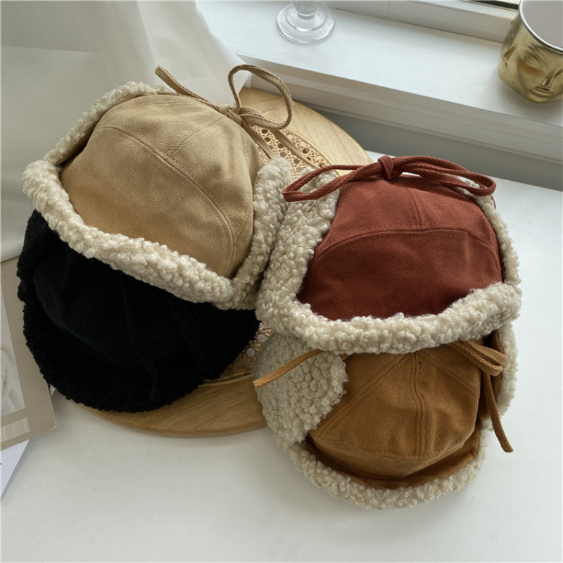 

BeanieSkull Caps Winter Earflap Bomber Hats Suede Plush Ushanka Cap Thickened Warm Russian Cycling Skiing Outdoor Windproof Wool Ear Flap Gorra 221128, Black