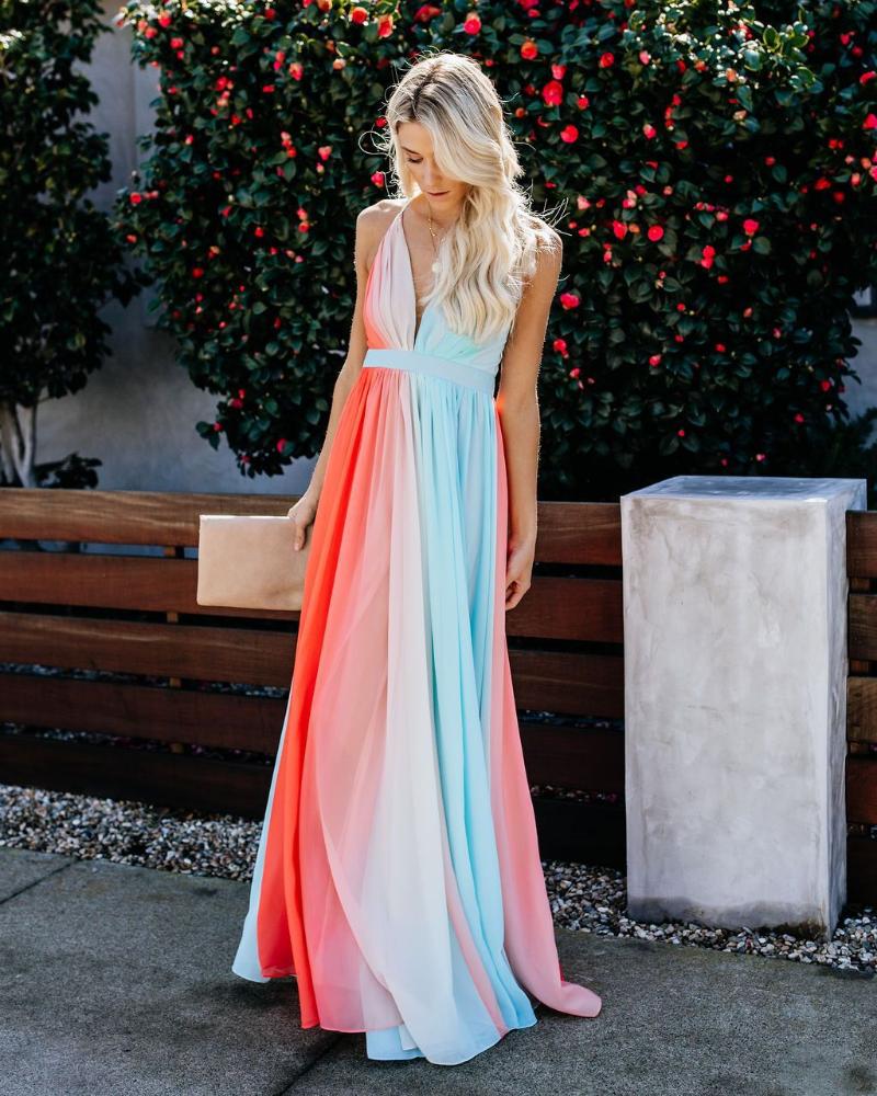 

Casual Dresses Fashion Women' Dress Summer V-neck Pullover Beach Style Print Big Swing Sling Sleeveless Donsignet, Printing