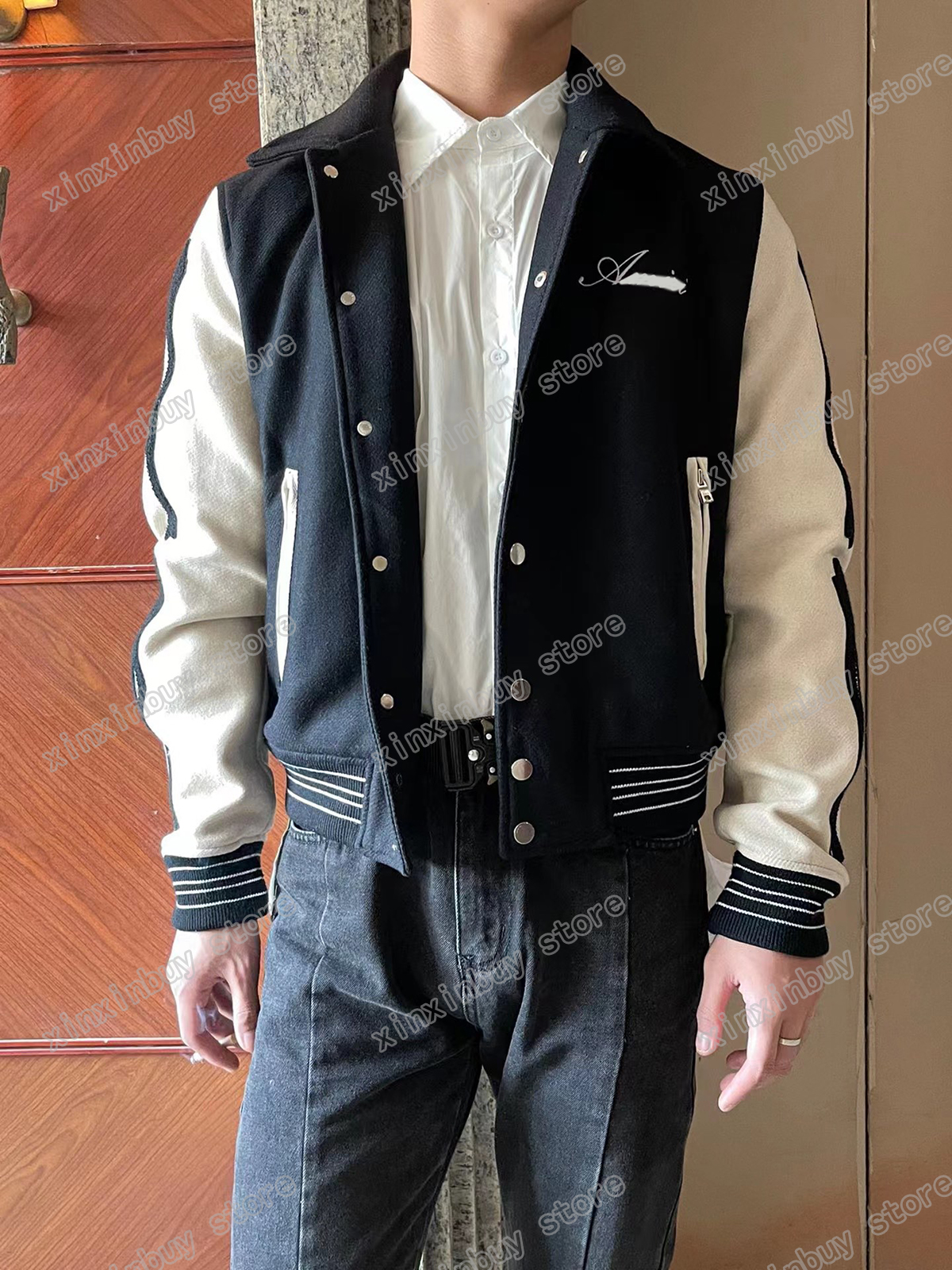 

xinxinbuy Men designer Coat Jacket puffer baseball Towel embroidery bone long sleeve women Black white khaki S-2XL, 01