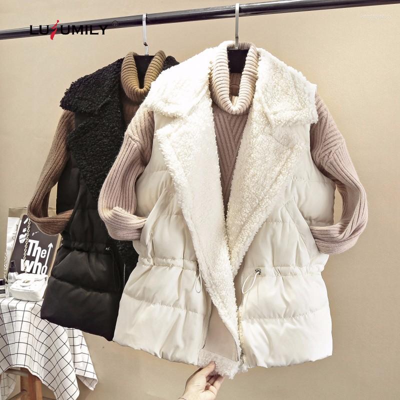 

Women's Vests Waistcoat Women Winter Sleeveless Jacket Clothing Short Thick Warm Vest Female White Black Lady Snow, Beige