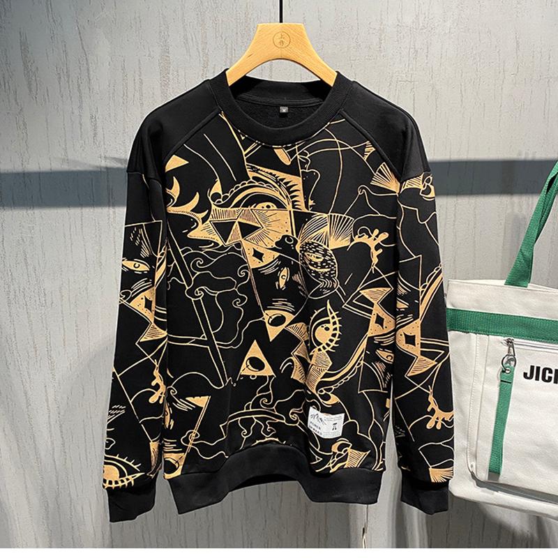 

Men's Hoodies & Sweatshirts Autumn And Winter Men Hoodie Hip-Hop Youth Print Pullover O-Neck High-Quality Tops Comfortable Fashionable Hoody, As shown asian size